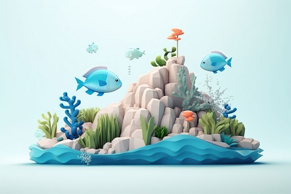 Sea aquarium outdoors cartoon. AI generated Image by rawpixel.
