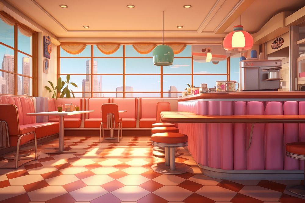 Restaurant cafeteria furniture cartoon. AI generated Image by rawpixel.