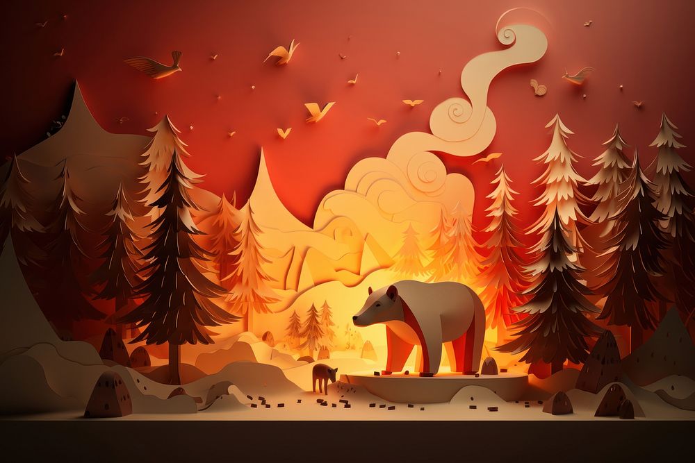 Burning mammal animal silhouette. AI generated Image by rawpixel.