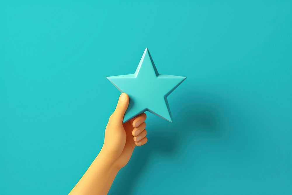 Symbol hand star turquoise. AI generated Image by rawpixel.