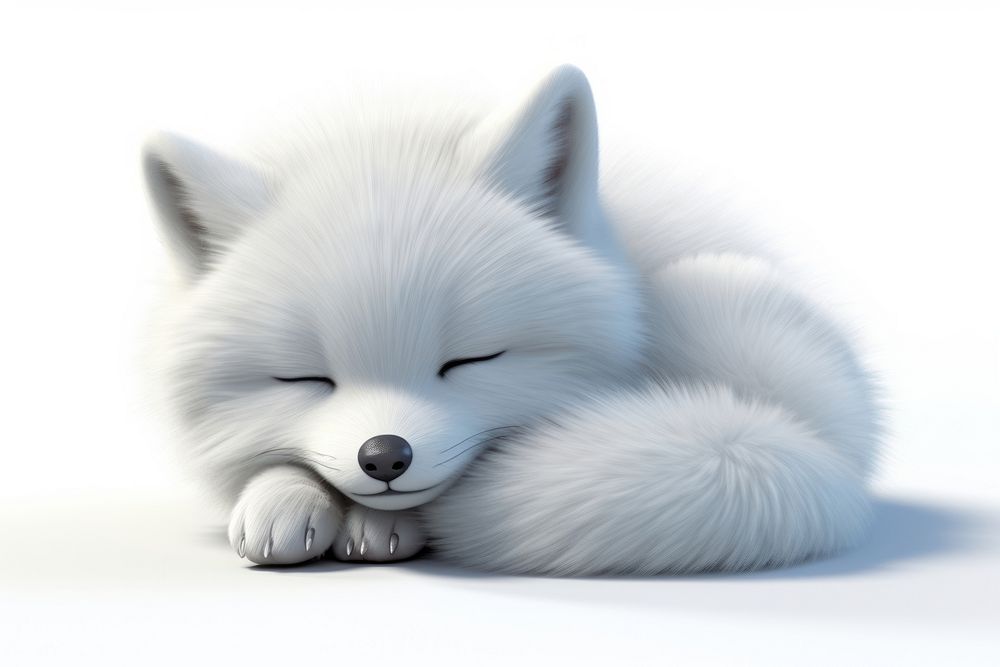 Arctic fox sleeping mammal animal white. AI generated Image by rawpixel.