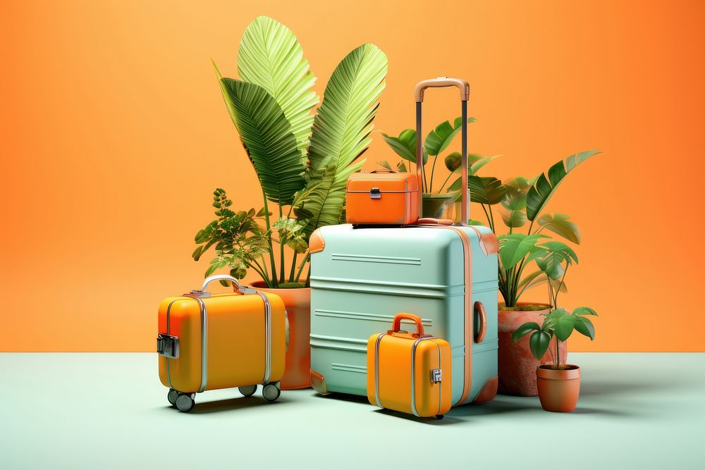 Suitcase luggage plant terracotta. AI generated Image by rawpixel.