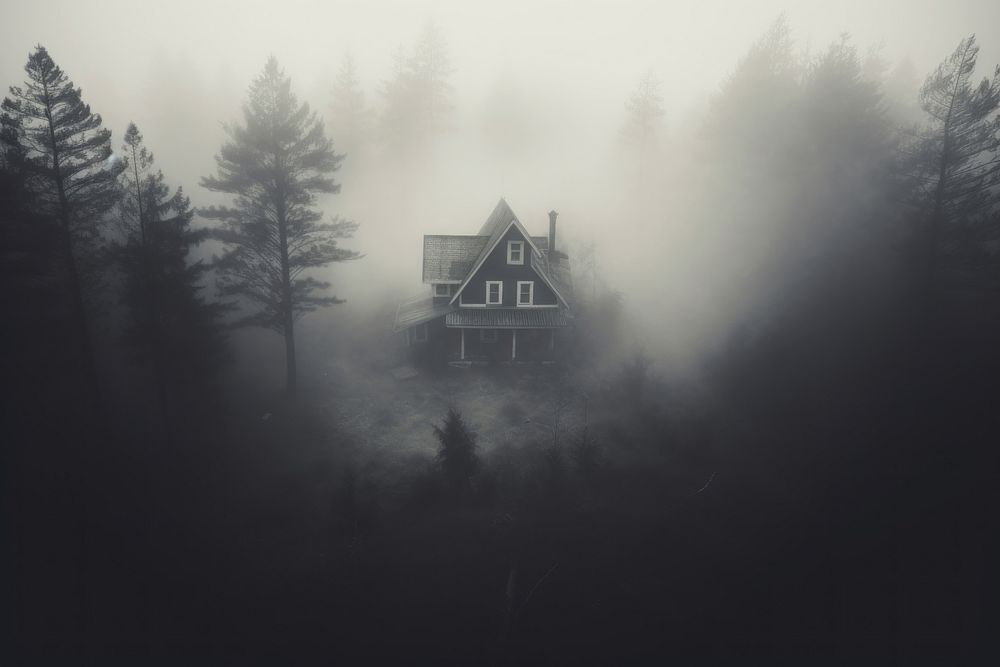 Haunted house fog architecture building. AI generated Image by rawpixel.