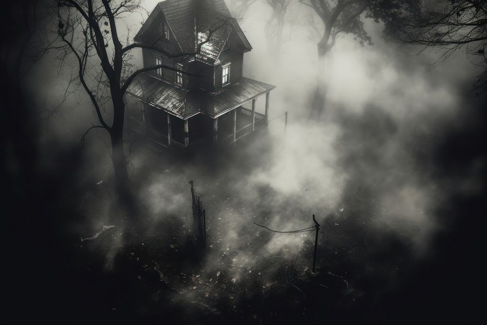 Haunted house fog architecture building. AI generated Image by rawpixel.