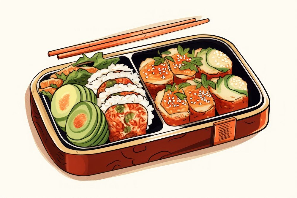 Chopsticks lunch sushi bento. AI generated Image by rawpixel.