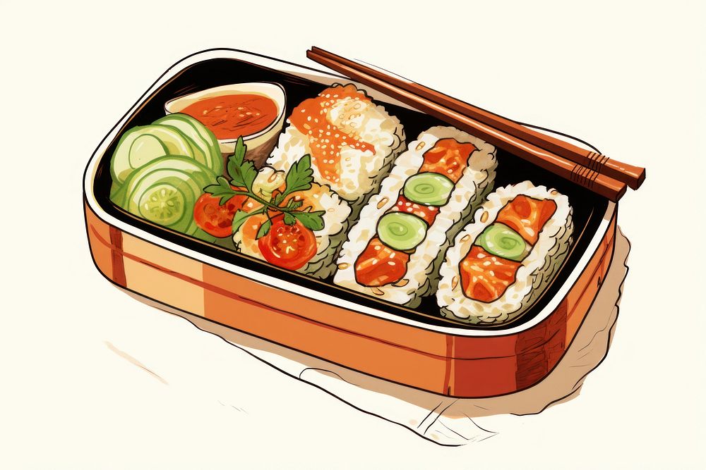 Sushi lunch bento plate. AI generated Image by rawpixel.