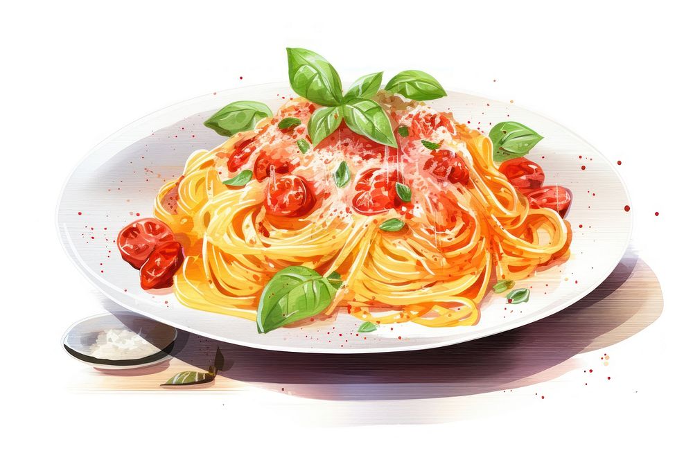 Spaghetti pasta plate tomato. AI generated Image by rawpixel.