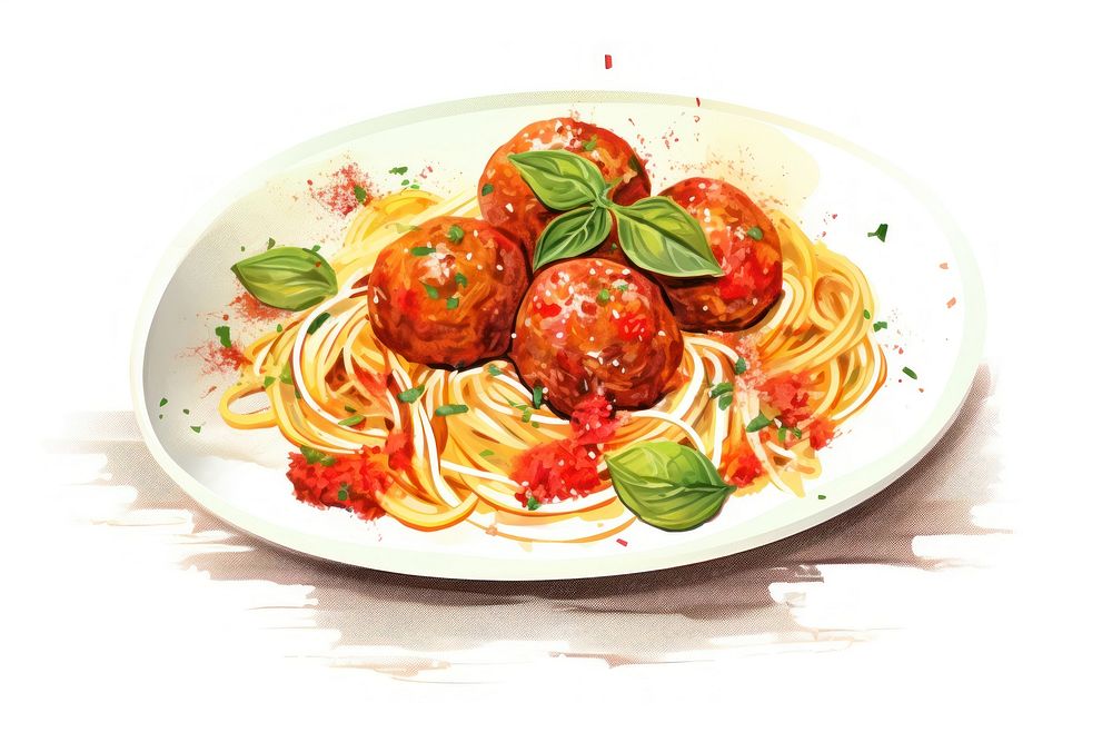Spaghetti meatball tomato pasta. AI generated Image by rawpixel.