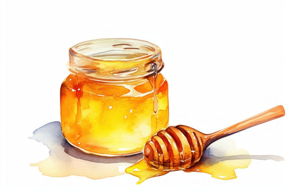 Honey jar food white background. AI generated Image by rawpixel.