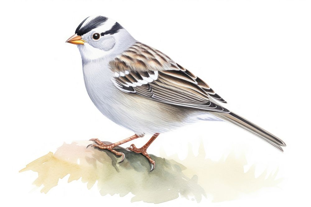 White Crowned Sparrow sparrow animal bird. 