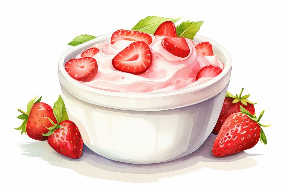 Strawberry dessert yogurt fruit. AI generated Image by rawpixel.