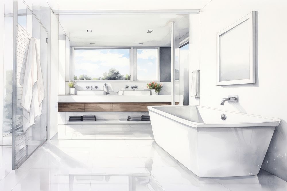 Bathroom architecture building bathtub. AI generated Image by rawpixel.