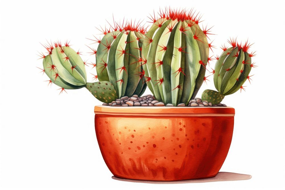 Cactus plant red houseplant. AI generated Image by rawpixel.