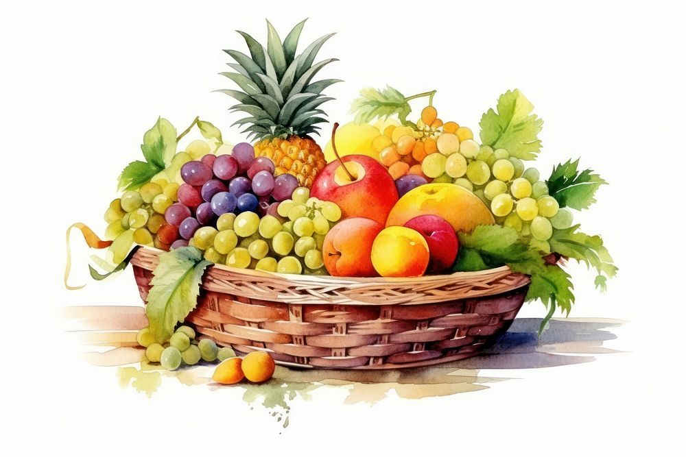 Basket fruit pineapple grapes. AI generated Image by rawpixel.