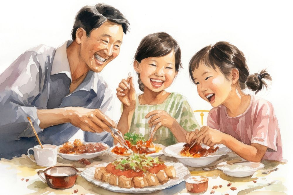 Family eating adult child. AI generated Image by rawpixel.