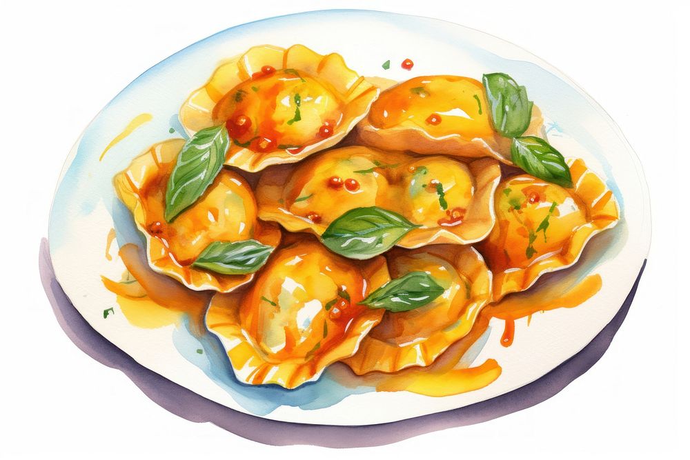 Ravioli plate food meal. AI generated Image by rawpixel.