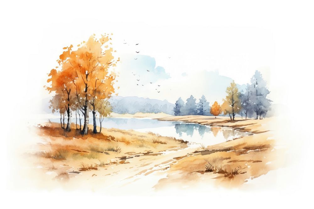 Landscape outdoors painting scenery. AI generated Image by rawpixel.