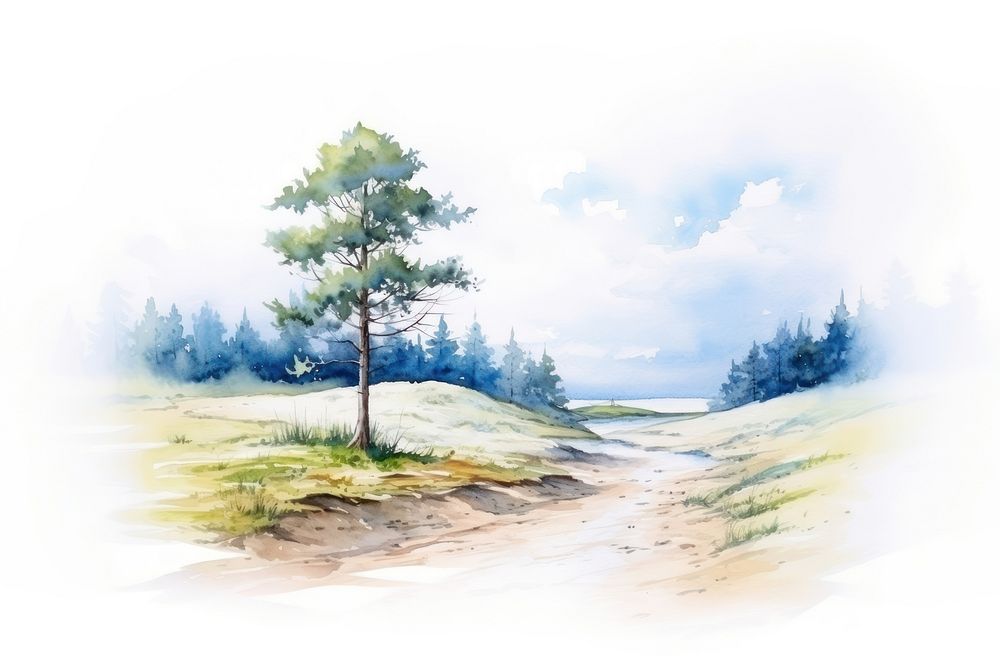 Landscape outdoors drawing scenery. AI generated Image by rawpixel.