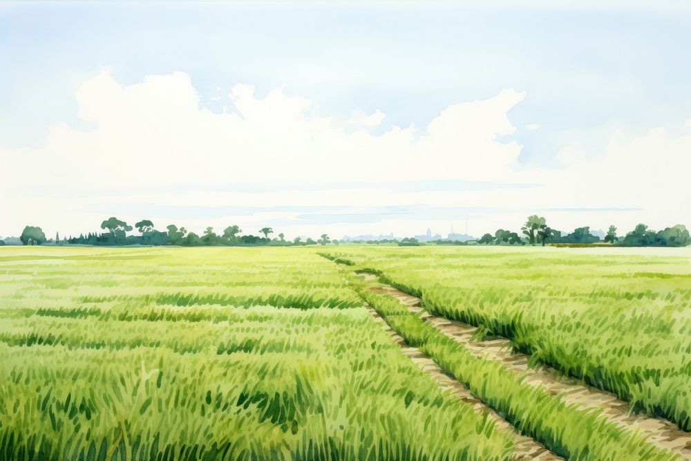 Field landscape grassland outdoors. 