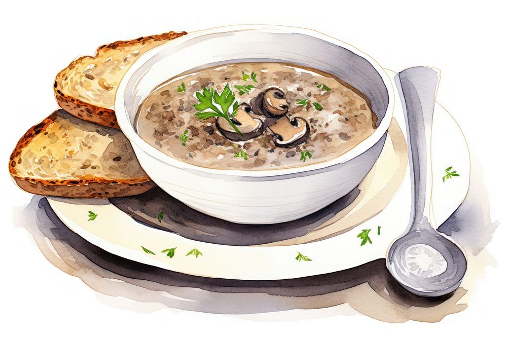 Bread soup plate spoon. AI generated Image by rawpixel.