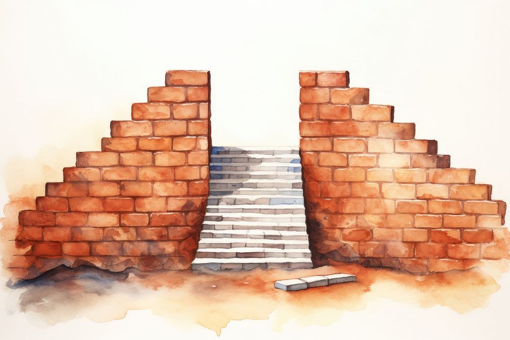 Brick wall architecture staircase. AI generated Image by rawpixel.