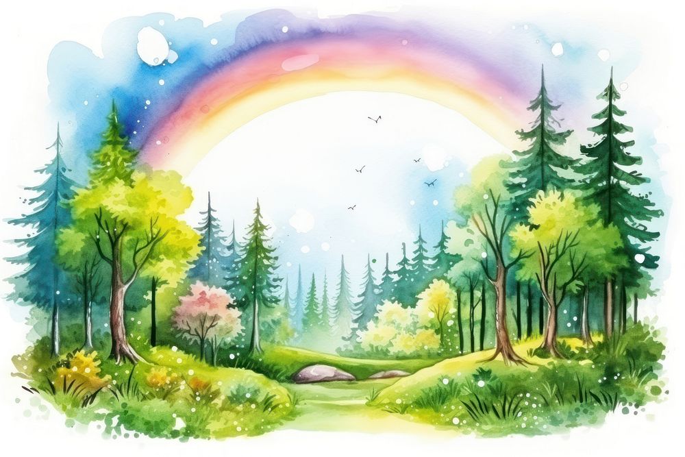 Landscape outdoors woodland painting. AI generated Image by rawpixel.