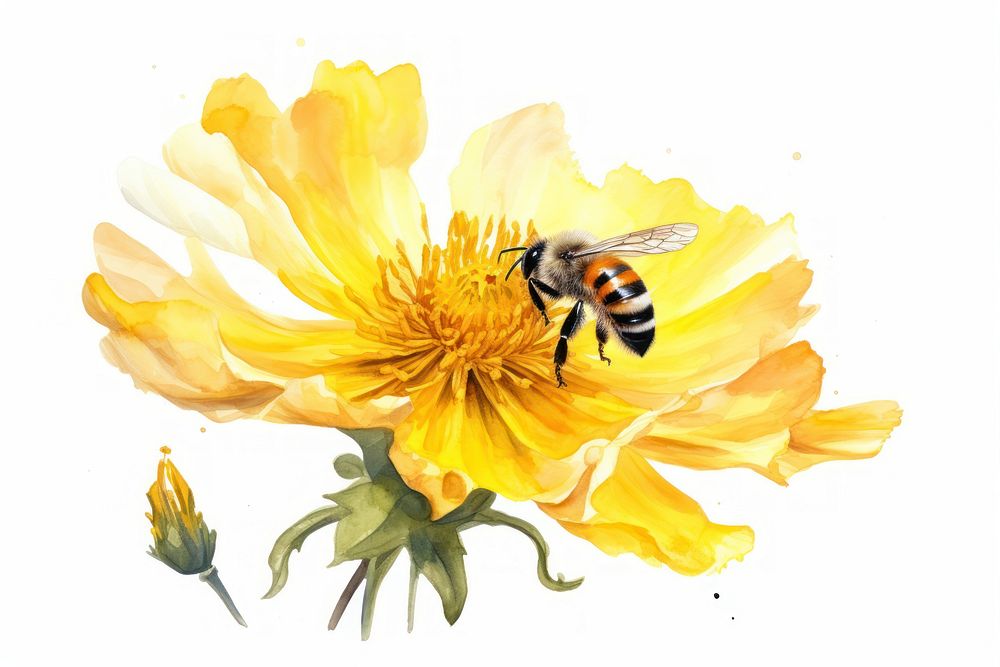 Flower bee insect animal. AI generated Image by rawpixel.