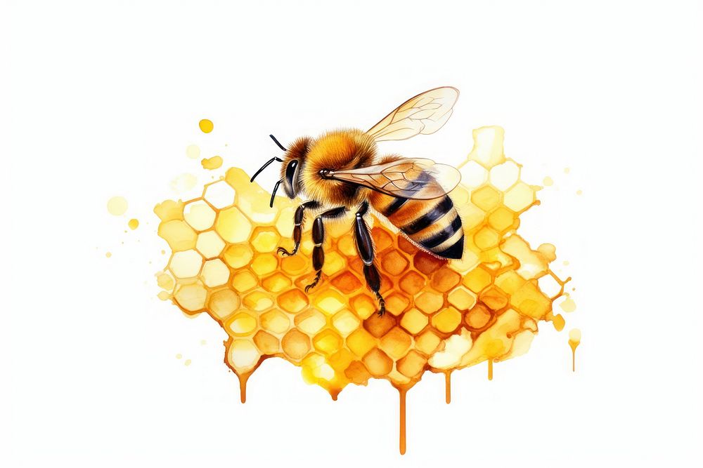 Honey bee honeycomb insect. AI generated Image by rawpixel.