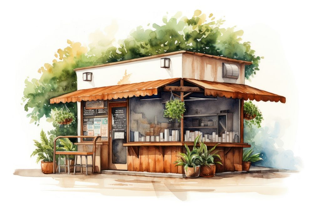 Architecture restaurant building outdoors. AI generated Image by rawpixel.