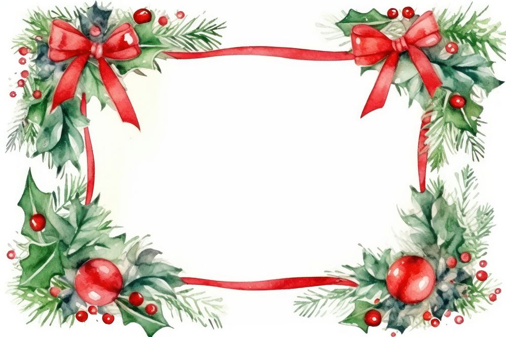 Christmas wreath paper frame. AI generated Image by rawpixel.