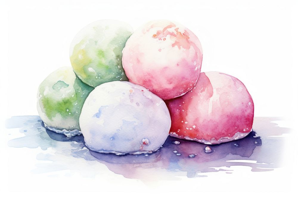 Mochi ice cream dessert food white background. AI generated Image by rawpixel.