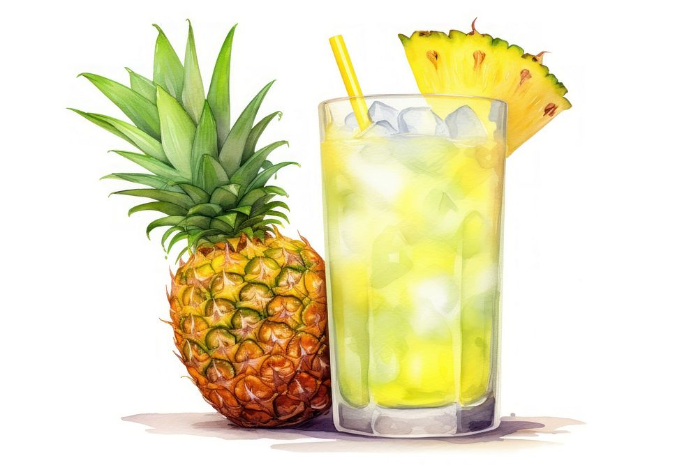 Pineapple soda fruit drink plant. AI generated Image by rawpixel.