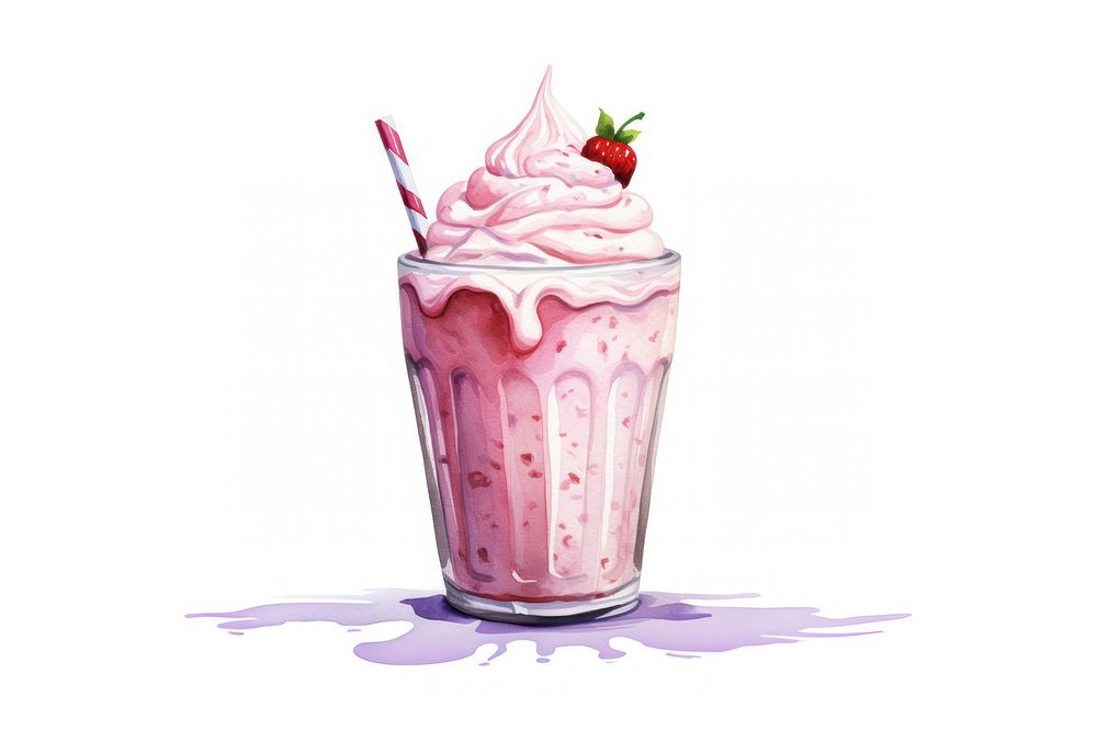 Pink milkshake dessert cream drink. AI generated Image by rawpixel.