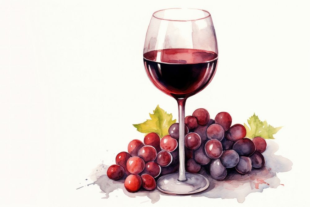 Wine grapes drink glass. AI generated Image by rawpixel.