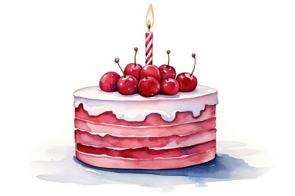 Birthday dessert cherry candle. AI generated Image by rawpixel.