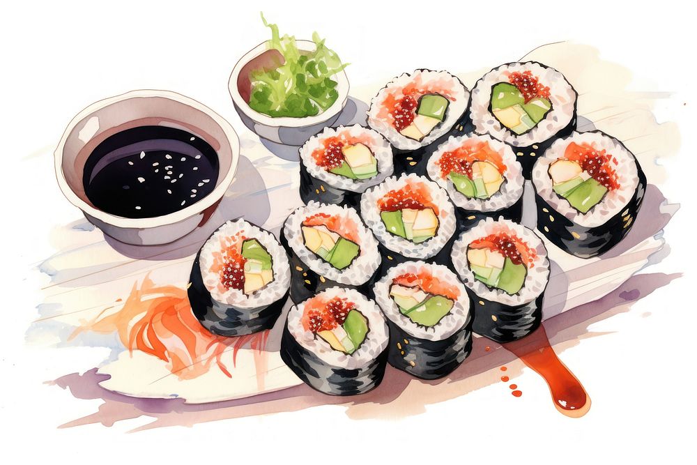 Food sushi plate rice. AI generated Image by rawpixel.