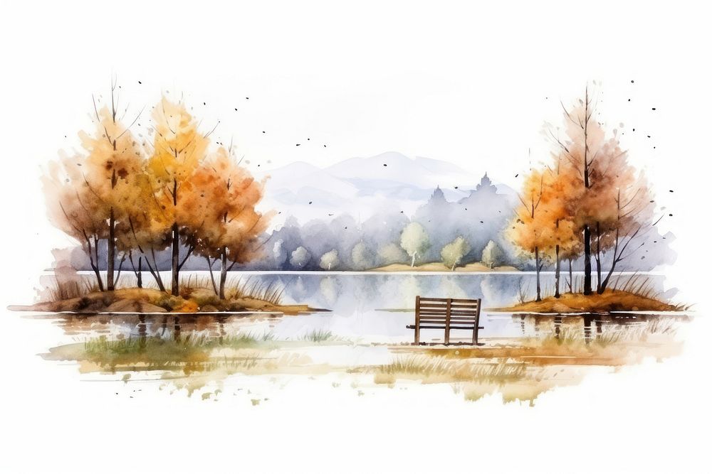Landscape painting outdoors nature. AI generated Image by rawpixel.