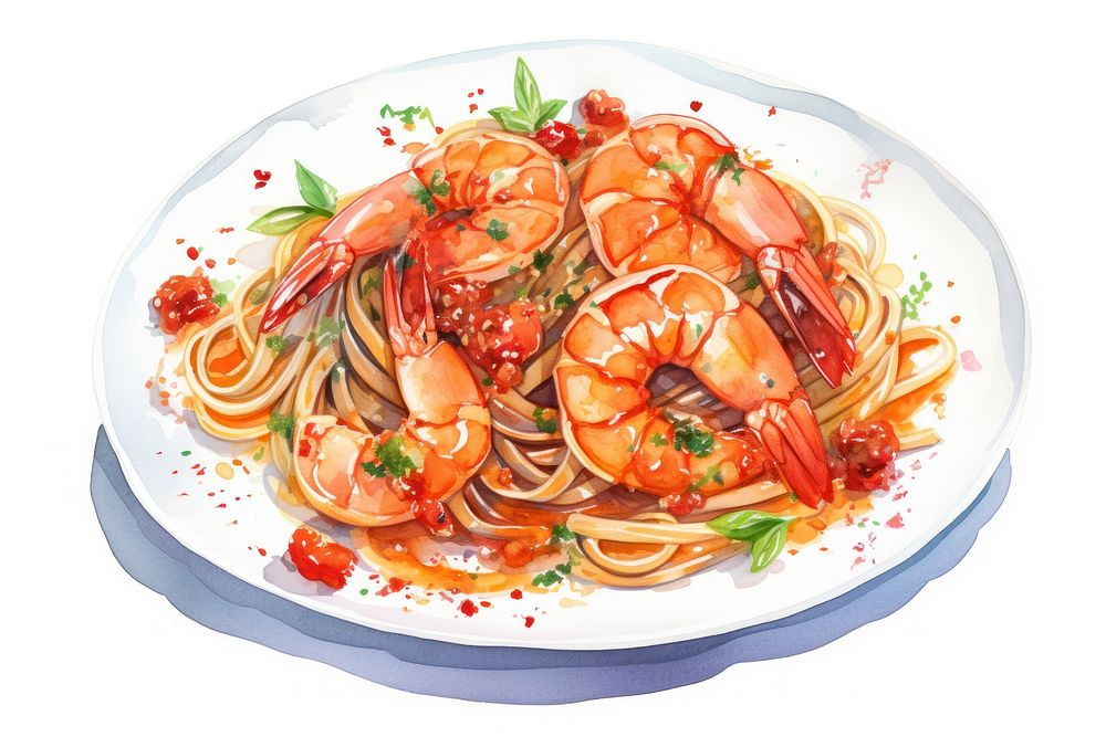 Spaghetti seafood shrimp pasta. AI generated Image by rawpixel.