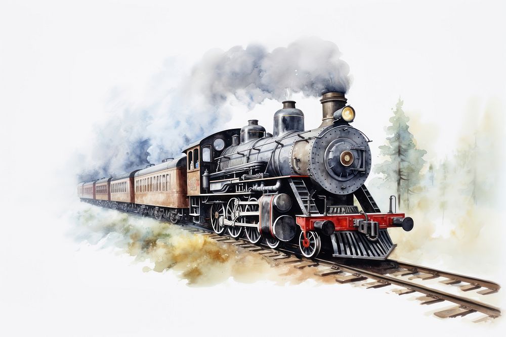 Train locomotive vehicle railway. AI generated Image by rawpixel.