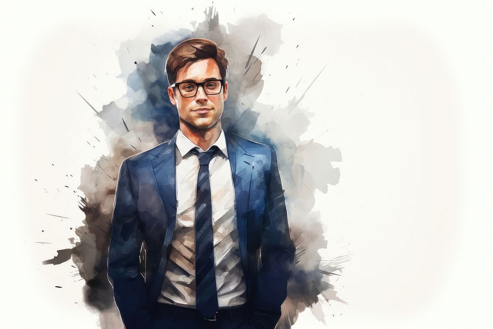 Portrait glasses necktie shirt. AI generated Image by rawpixel.