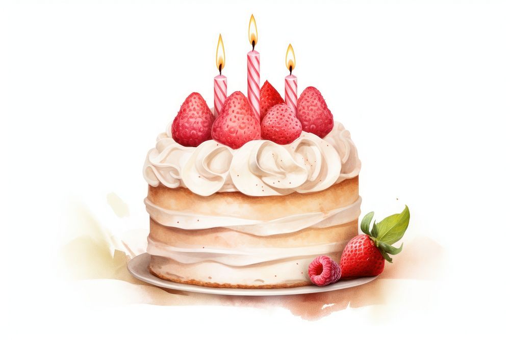 Cake strawberry birthday dessert. AI generated Image by rawpixel.