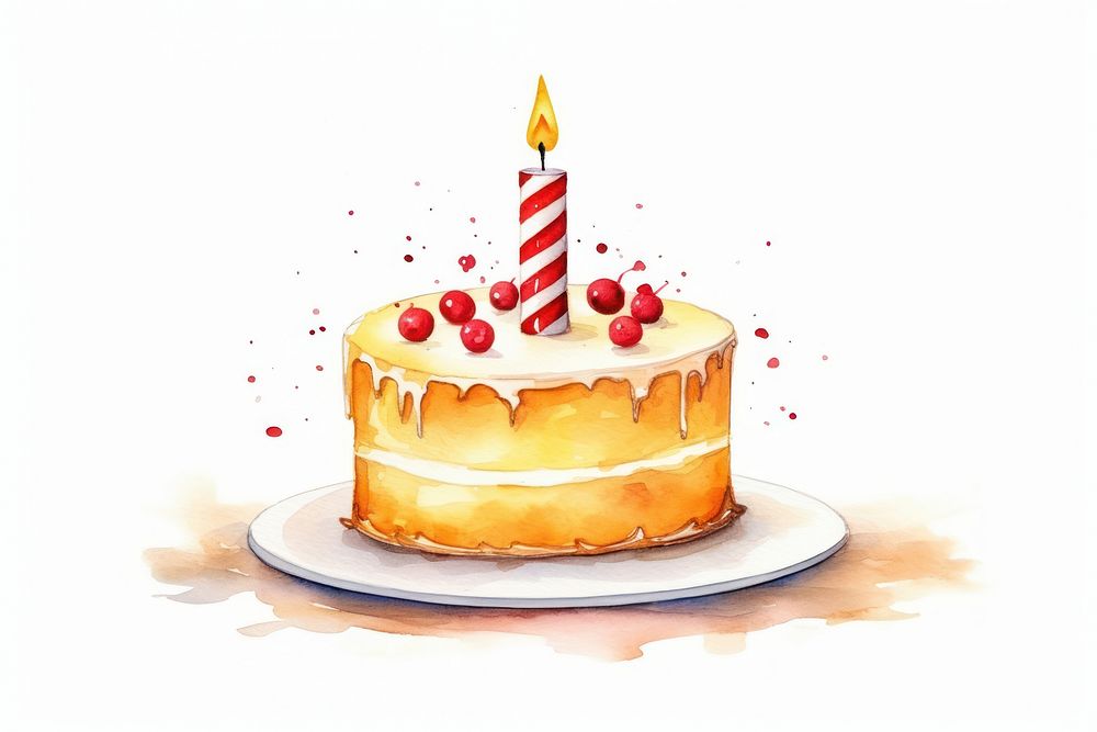 Candle cake birthday dessert. AI generated Image by rawpixel.
