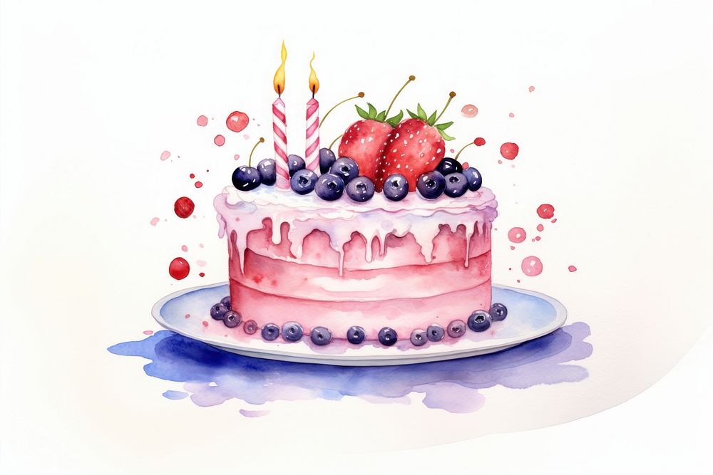 Cake blueberry birthday dessert. AI generated Image by rawpixel.