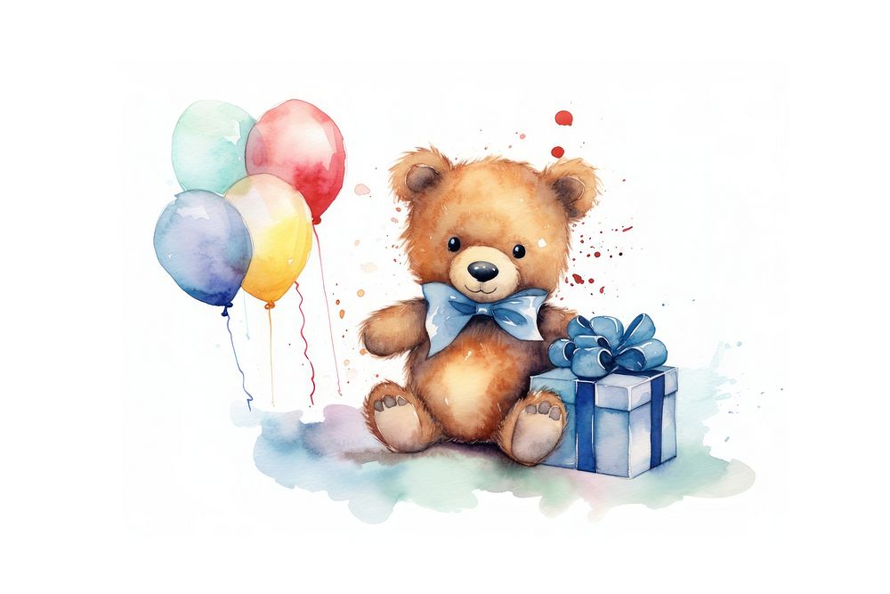 Birthday balloon paper bear. AI generated Image by rawpixel.