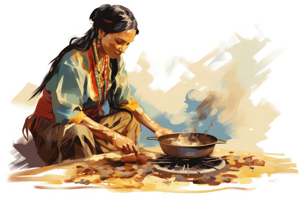 Drawing DIY: Village women cooking winter cake. — Hive