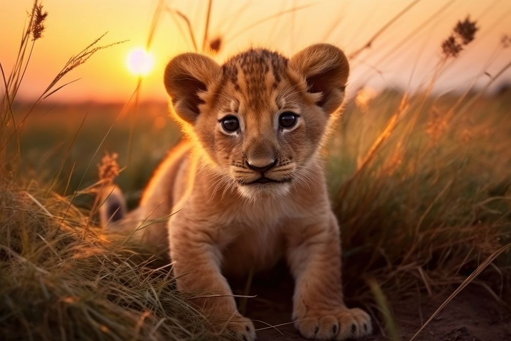 Animal wildlife mammal sunset. AI generated Image by rawpixel.