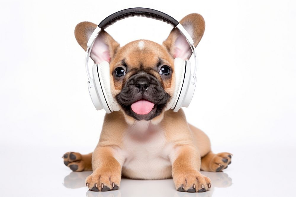 Headphones dog bulldog headset. AI generated Image by rawpixel.