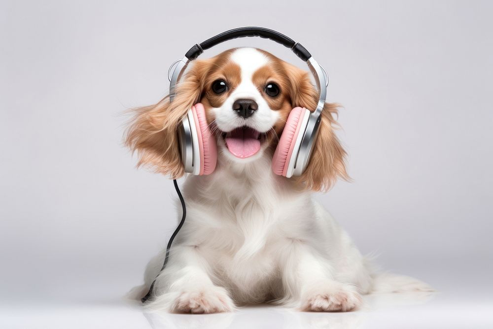 Headphones dog portrait headset. 