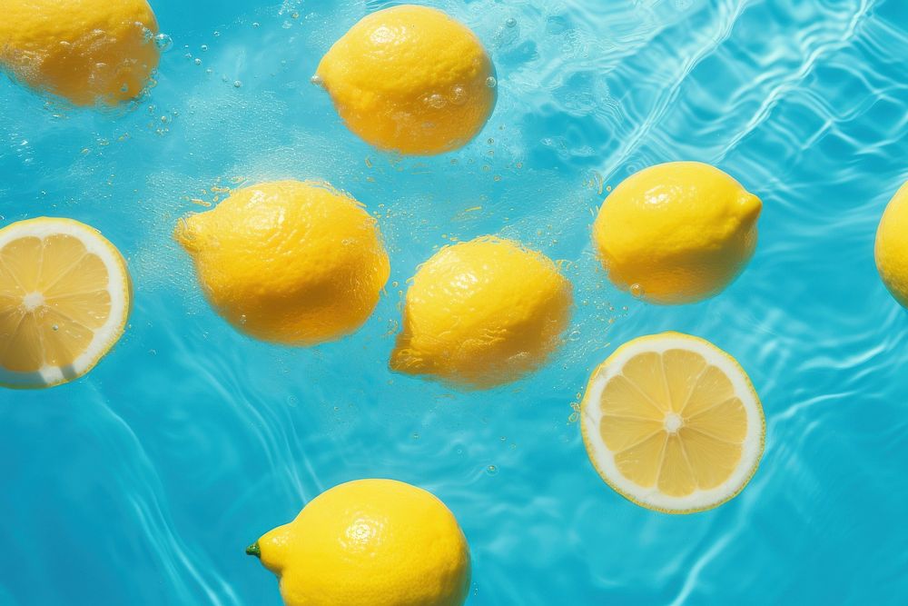 Lemon swimming fruit plant. AI generated Image by rawpixel.