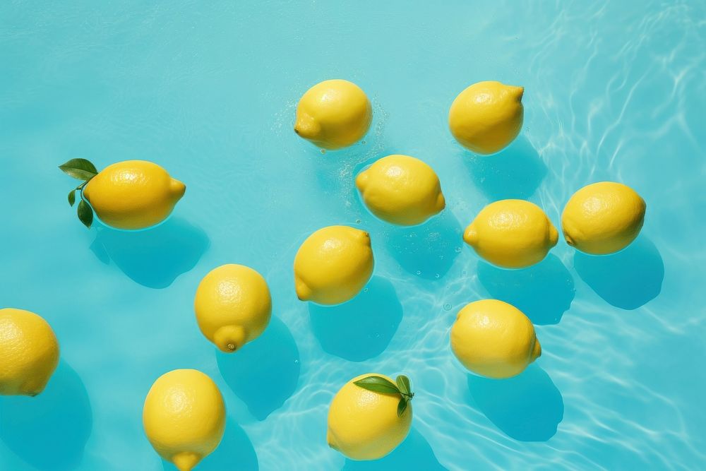 Lemon swimming fruit plant. AI generated Image by rawpixel.
